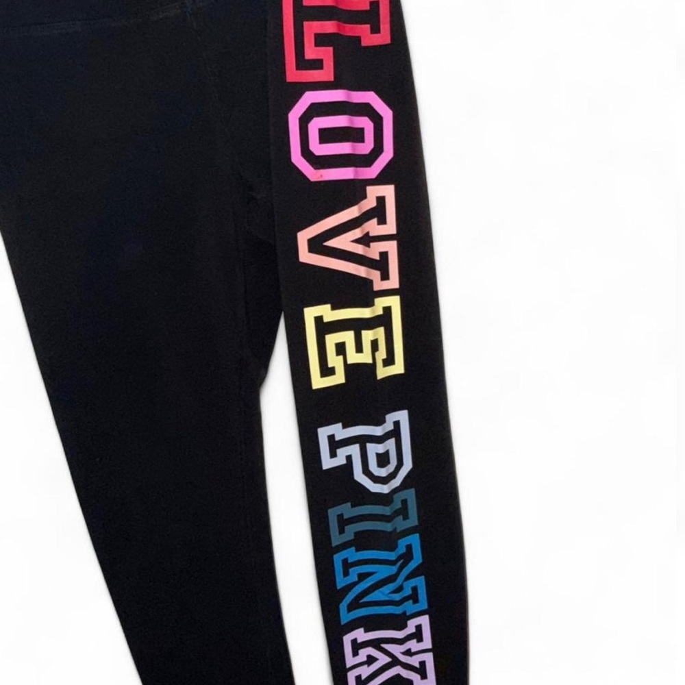 Y2K 2010 Victorias Secret PINK Rainbow Logo Yoga Pants / Leggings - Picture 1 of 7